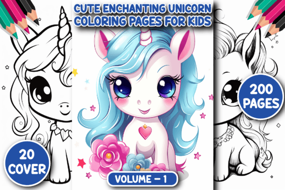 200 Cute Enchanting Unicorn Color Pages: A Creative Asset for Designers