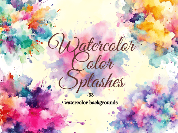 33 Color Splash Watercolor Backgrounds for Vibrant Design
