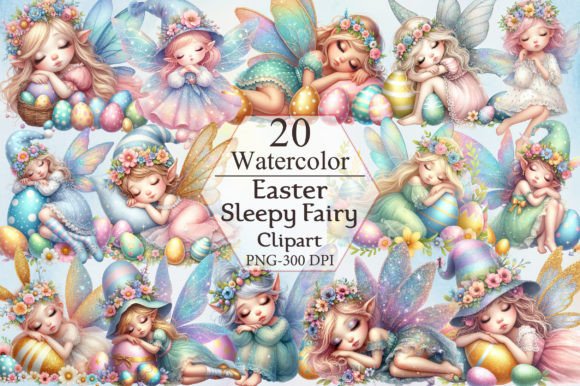 Easter Sleepy Fairy Watercolour PNG: Creative Design Uses