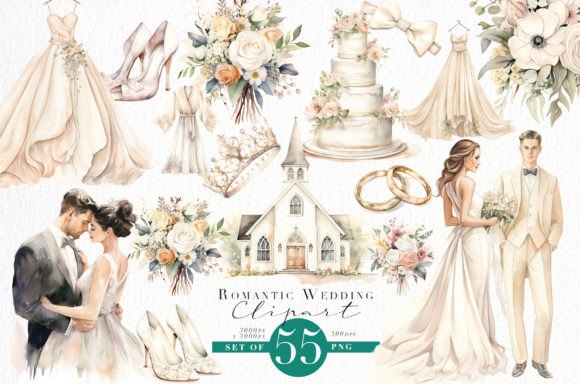 Elevate Your Stationery with Wedding Watercolour Clipart