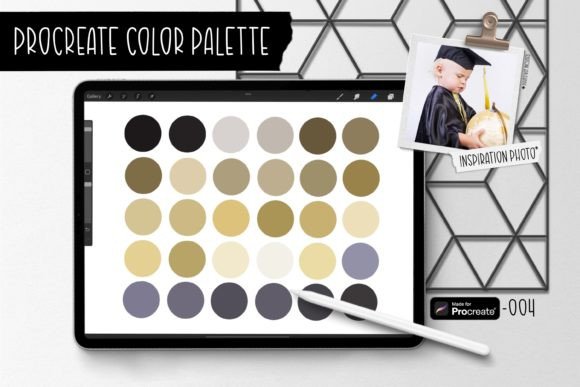 Graduation Glam Procreate Color Palette: Elegance in Black and Gold