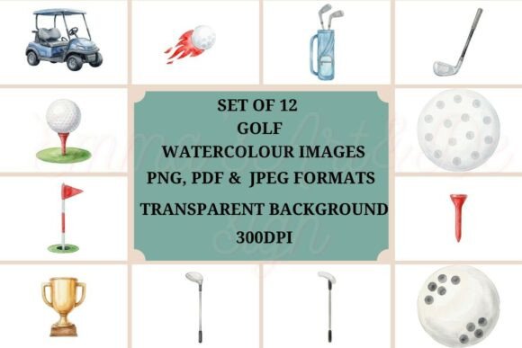 Unlock Creative Potential with This Golf Watercolour Clipart Bundle