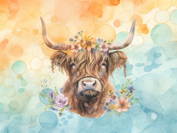 Watercolour Highland Cows PNG Graphics: A Charming Creative Asset