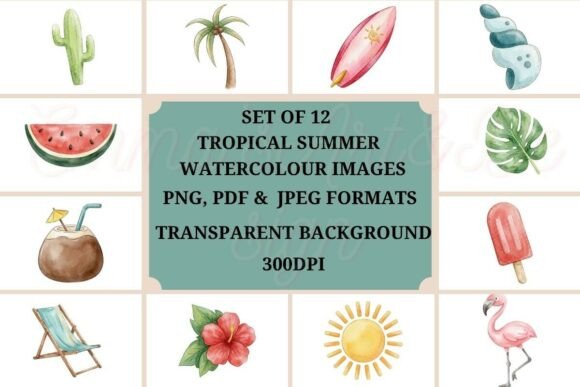 Watercolour Tropical Summer Clipart: Your Design Toolkit